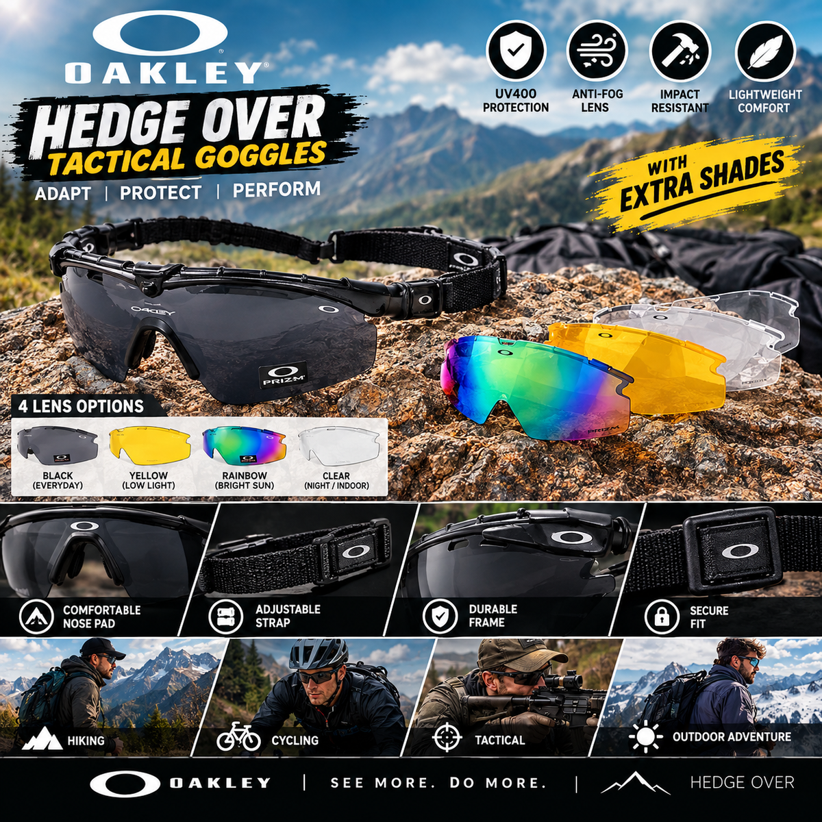 Hedge Over Oakley Goggles with Extra Shades