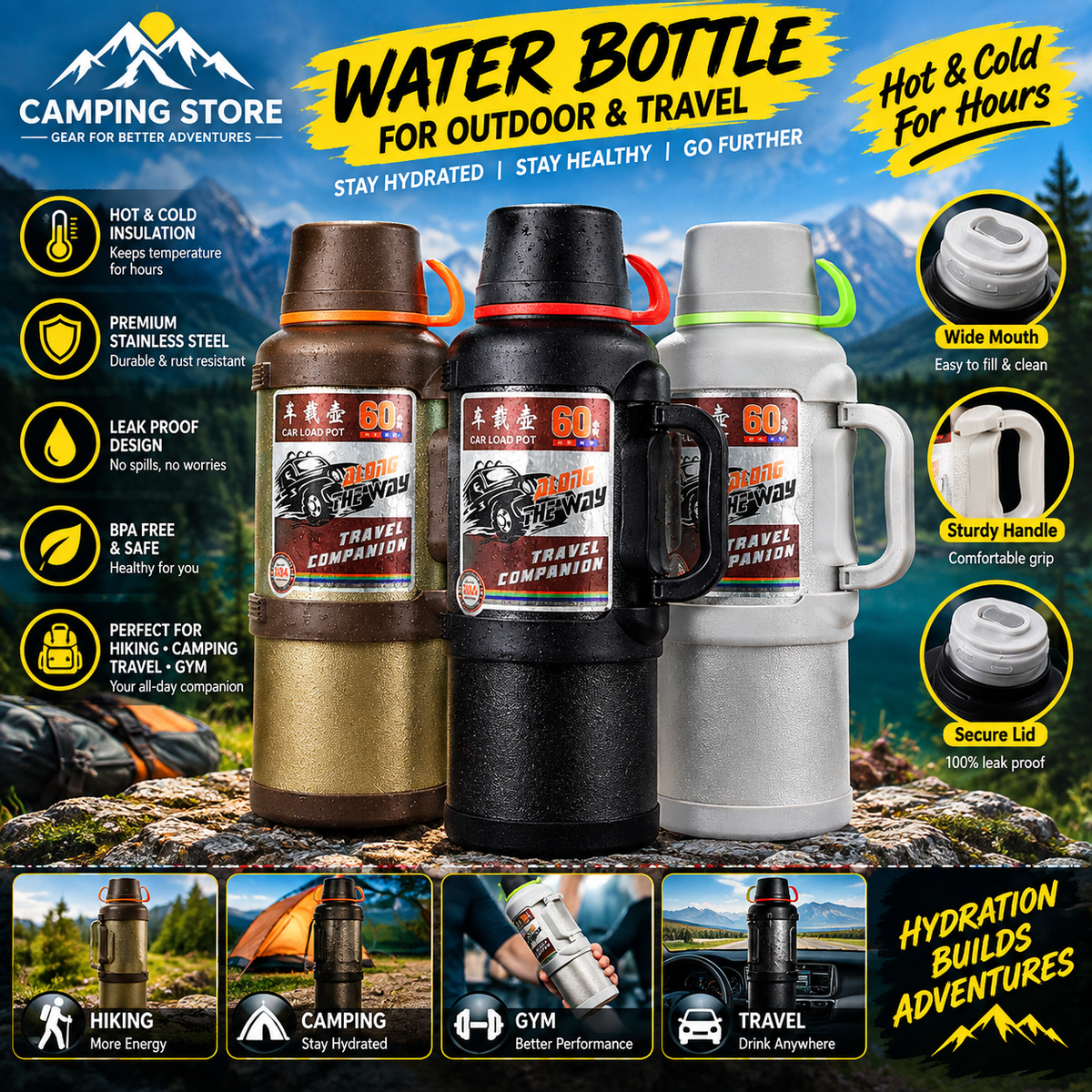 Stainless Steel Insulated Thermos 60 Hours Working Time
