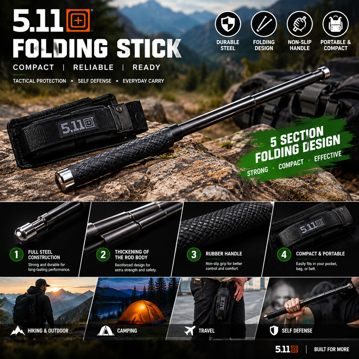 NEW 5.11 Self-defense folding baton rod