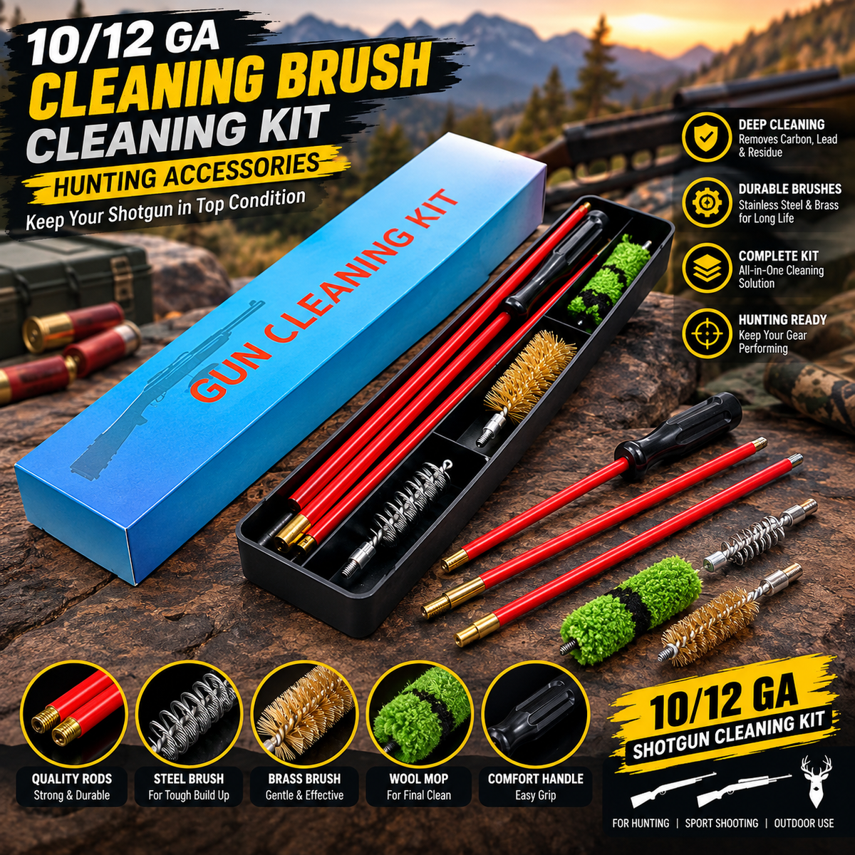 Wholesale 10/12 GA Cleaning BrusCleaning Kit Hunting Accessories