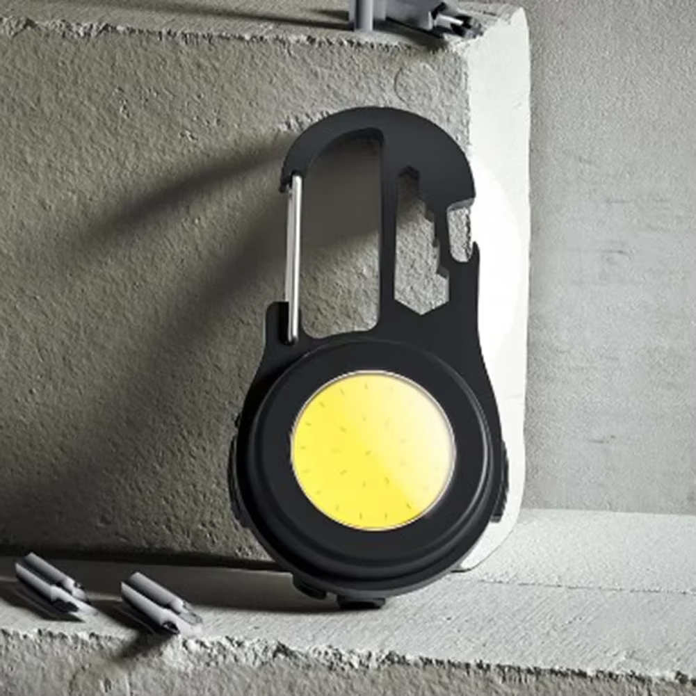 Multifunctional COB LED Flashlight Keychain USB Rechargeable Portable Work Light