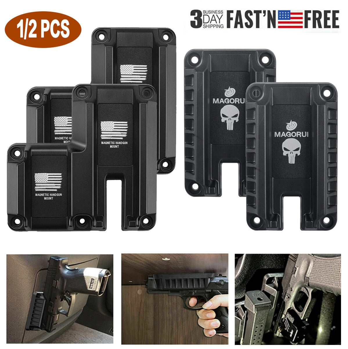 Double Layer ClipGun Magnet Mount Magnetic Concealed Gun Holster Pistol Holder
