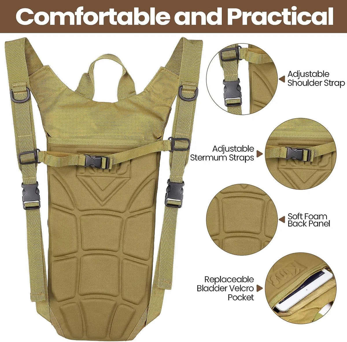 Water Bag Outdoor Double-Shoulder Bag Water Bag for Travel, Cycling, Hiking, Tactical Use, Portable Water Bottle